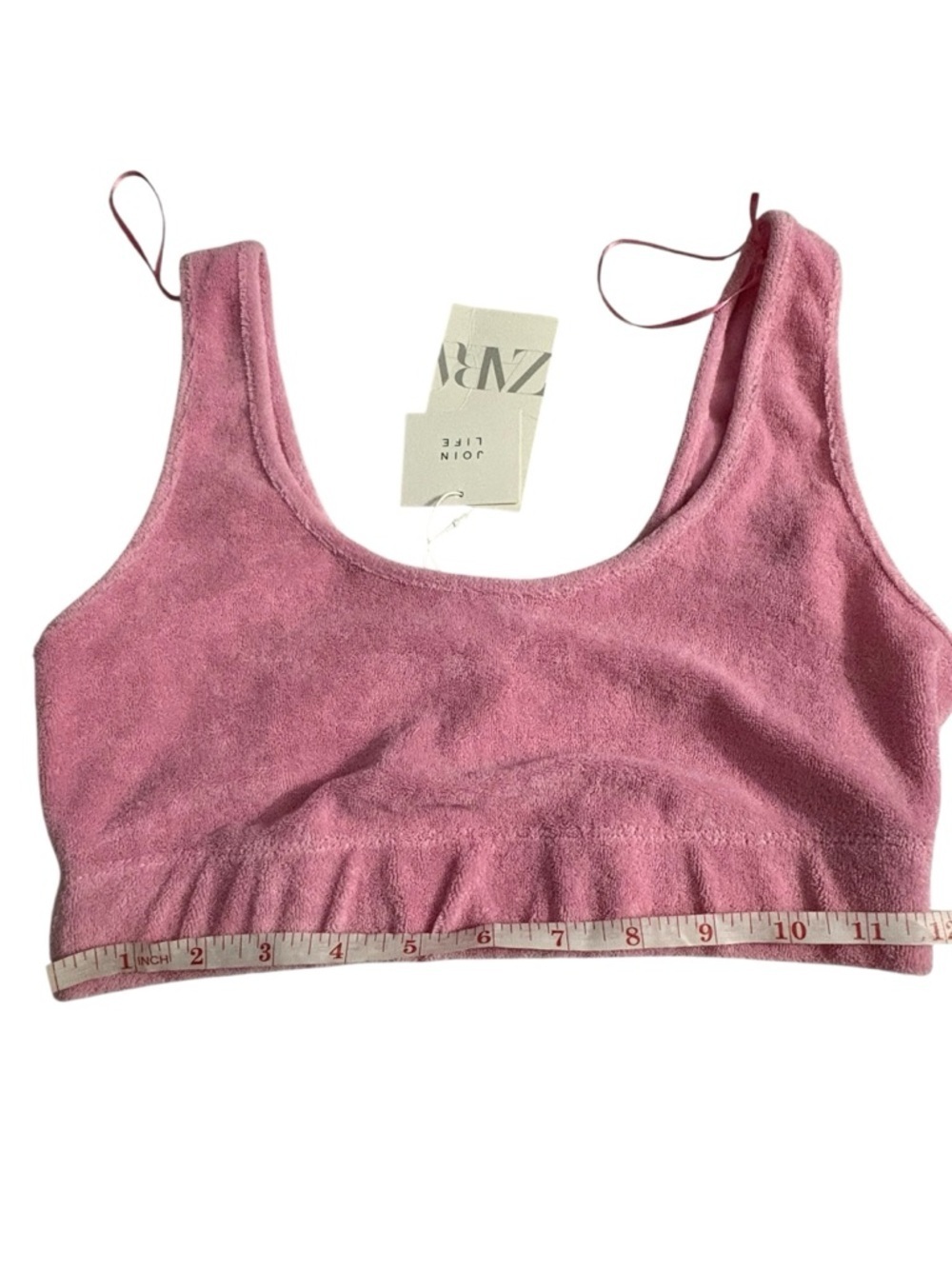 ZARA Pink Terry Bralette — Soft Stretch Tank Style. Size M. New - Picture 6 of 11